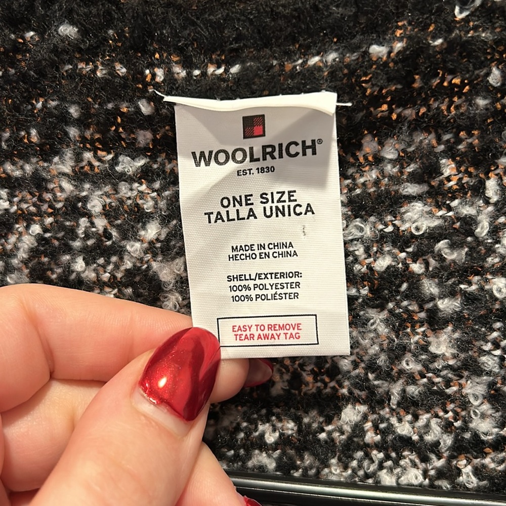 Woolrich Cozy Blanket Wrap Black Gray White One Size - Picture 6 of 6
